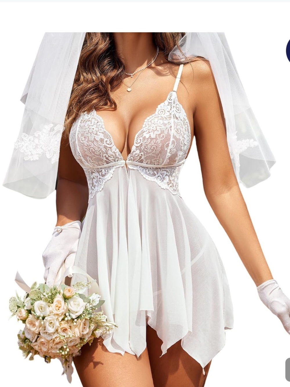 Avidlove Lace Lingerie Front Closure Babydoll V Neck Nightwear Sexy Chemise